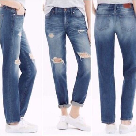 Madewell Boyjean Torn Up Edition Distressed Slouchy Denim Jeans Ripped Size 26 - Picture 1 of 11